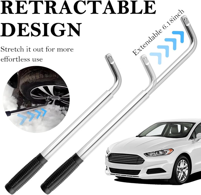 Stacool Extendable Lug Wrench with Double-Sided Sockets of 17mm/19mm and 21mm/23mm, Universal Wrench for Most Vehicle Lug Nuts - Image 4